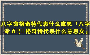 八字命格奇特代表什么意思「八字命 🦁 格奇特代表什么意思女」